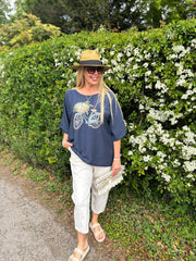 Navy Floral Bicycle Top Fern