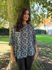 Teal Geometric Print Top Ayla