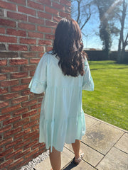Mint Embroidered Ruffle Dress Taylor