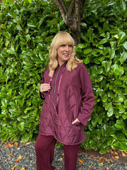 Wine Quilted Jacket Eden