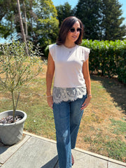 Stone Lace Hem Top Yasmin