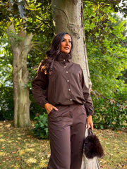Chocolate High Neck Jacket Mila