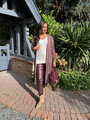 Wine Pattern Stripe Shimmer Cardigan Freya