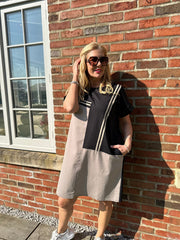 Black Stripe Block Panel Dress Jaz