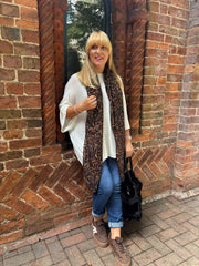 Chocolate Swirl Print Raw Edge Scarf