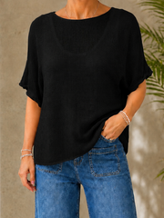 Black Cotton Reverse Seam Knit Jo