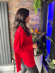 Red Long Sleeve Blouse Melissa