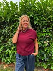 Wine Ribbed Detail Knit Petra