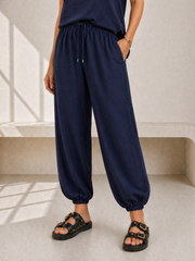 Navy Cuffed Ashley Trousers