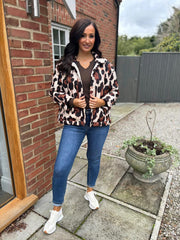 Chocolate Leopard Quilted Coat Adele