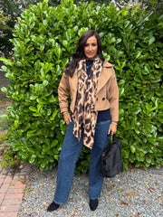 Camel Double-Breasted Short Coat