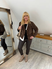 Chocolate Chenille Layered Cardigan Emily