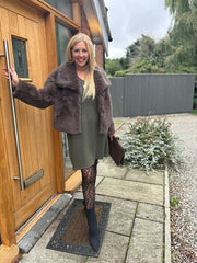 Chocolate Cropped Faux Fur Coat