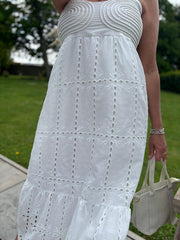 White Boho Embroidered Sun Dress Kelsey