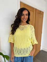 Lemon Pointelle Knit Pattern Top Nina