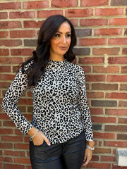 Stone Leopard Mesh Top Helen