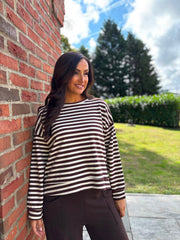 Cream Striped Sweat Top Mollie