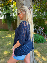Navy Abstract Pattern Knit Tori