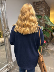 Navy Metallic Lightweight Knit Bella