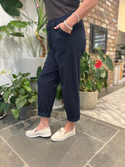 Navy Frill Pocket Trousers Sasha