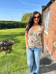 Pink Medallion Shimmer Vest Elaina
