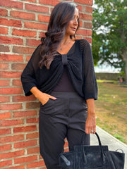 Black Gathered Loose Knit Paige