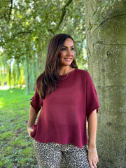 Wine Cotton Reverse Seam Knit Jo