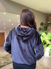 Navy Sparkle  Velour Hoodie Colette