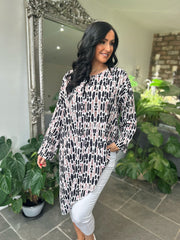 Black Watercolour Asymmetric Top Elsie