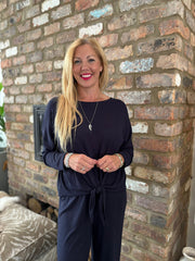 Navy Tie Front Top Juliet