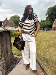 Winter White Seam Front Pull On Comfort Trousers