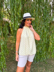 Lemon Polka Dot Halter Neck Top Judy