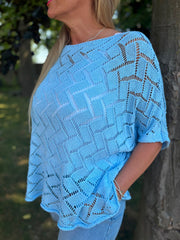 Blue Abstract Pattern Knit Tori