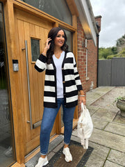 Monochrome Stripe Cardigan Chloe