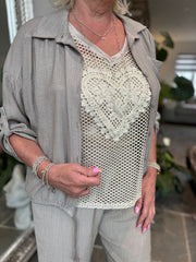 Gold Heart Net Top Rue
