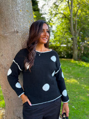 Black Polka Dot Knit Natalie