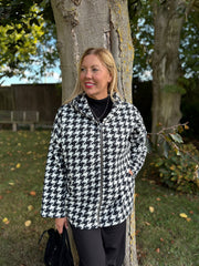 Winter White Dogtooth Hooded Jacket Sadie