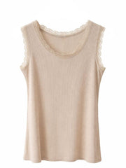 Stone Ribbed Lace Vest Trina