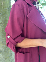 Wine Tie Waist Jacket Charlotte