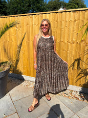 Sparkle Leopard Pleated Dress Leona