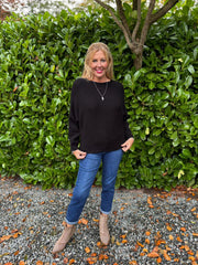 Black Sleeve Detail Knit Top Julia