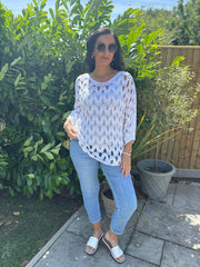 White Wave Open Knit Jumper Marian