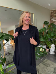 Black Soft Drape Cardi Flora