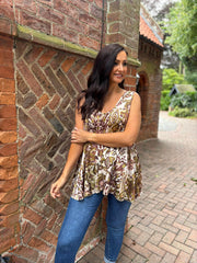 Olive Elegant Floral Vest Isabella