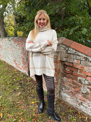 Stone Striped Roll Neck Knit Rachel