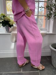 Candy Pink Bubble Cotton Trouser Set Hayley
