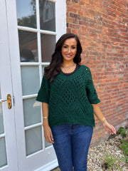 Forest Green Cosy Diamond Knit Sofia