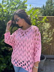 Pink Wave Open Knit Jumper Marian