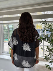 Black Sheer Floral Top Vicki