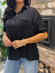 Black Lace Pattern Blouse Angela